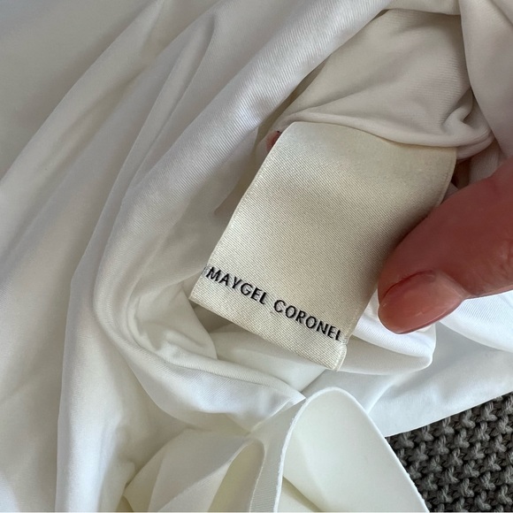 Maygel Coronel White One Shoulder One Piece Bathingsuit with Ruffles - Picture 3 of 4